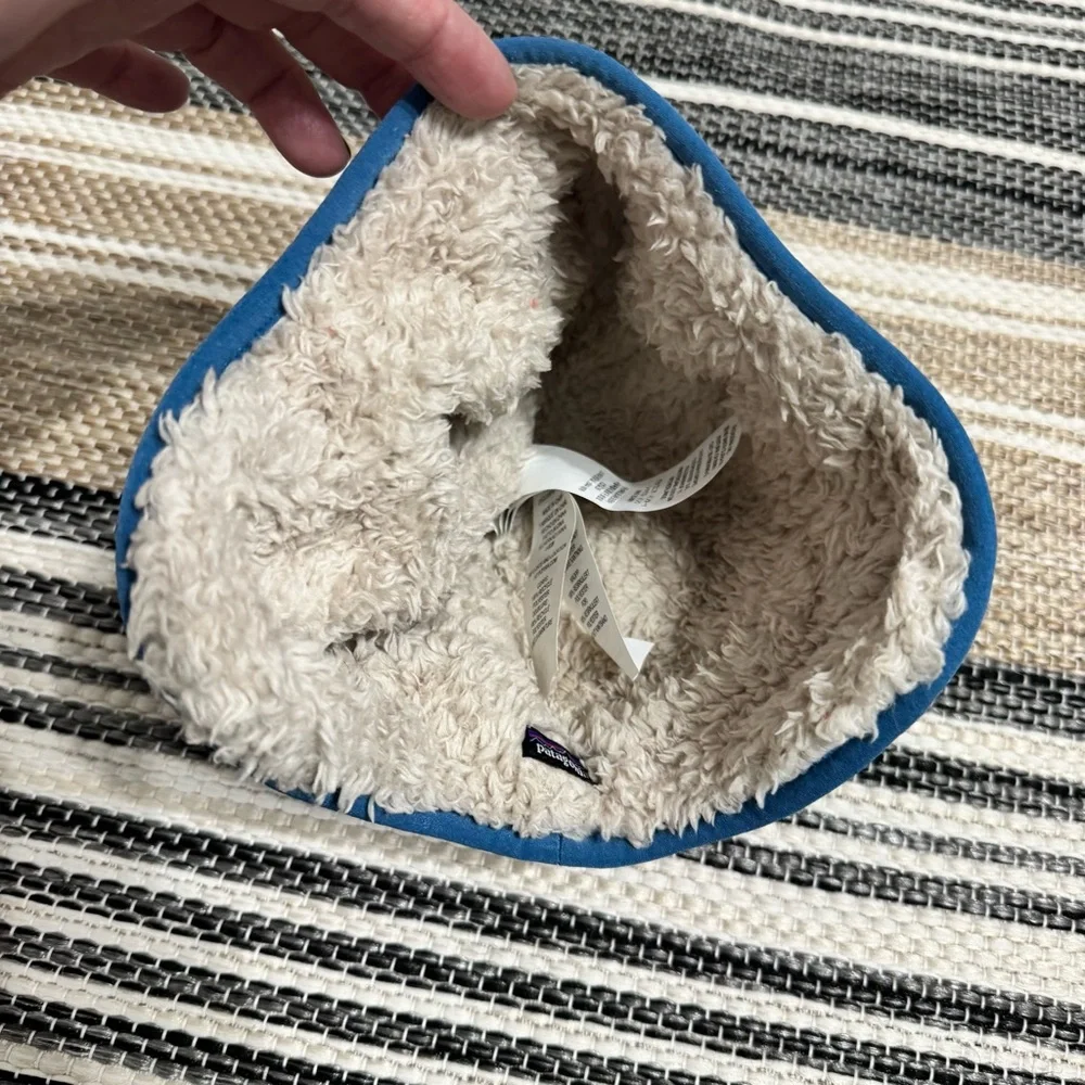 Patagonia Baby Reversible Sherpa Beanie Geo Knit Blue‎